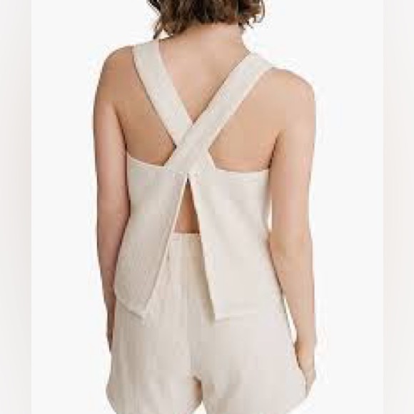 Laude the Label x Madewell Cross Back Minimalist Tank Top Ivory Cream Small - Picture 2 of 11